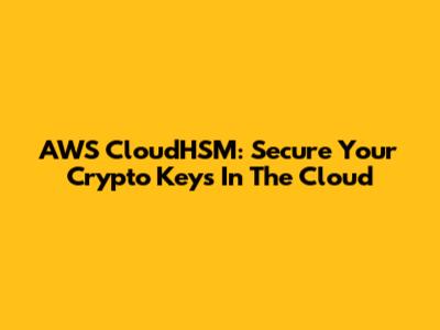 AWS CloudHSM: Secure Your Crypto Keys In The Cloud