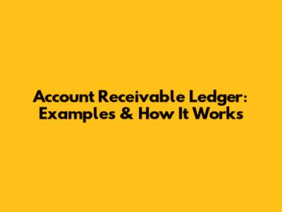Account Receivable Ledger: Examples & How It Works