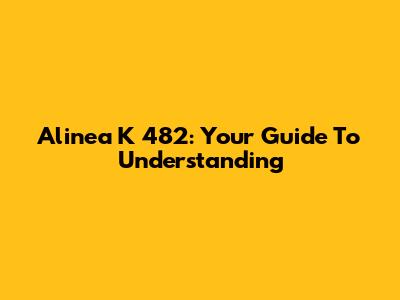 Alinea K 482: Your Guide To Understanding
