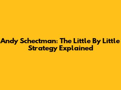 Andy Schectman: The Little By Little Strategy Explained