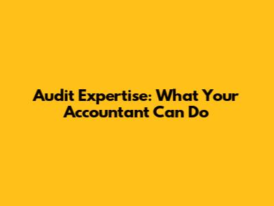Audit Expertise: What Your Accountant Can Do