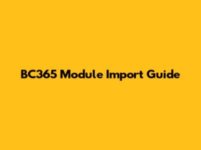 BC365 Module Import Guide