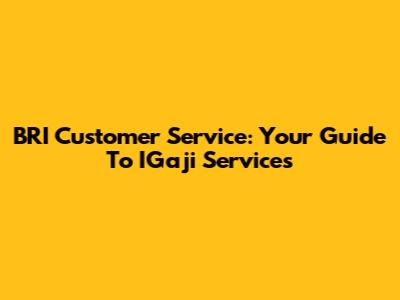 BRI Customer Service: Your Guide To IGaji Services