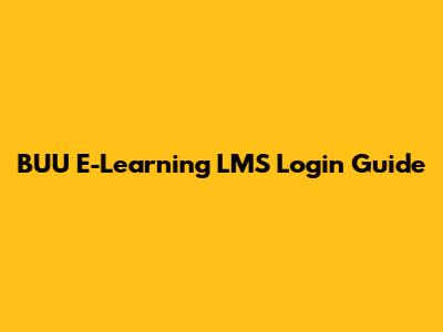 BUU E-Learning LMS Login Guide