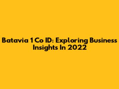 Batavia 1 Co ID: Exploring Business Insights In 2022