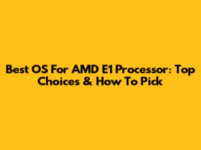 Best OS For AMD E1 Processor: Top Choices & How To Pick