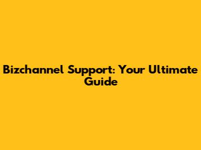 Bizchannel Support: Your Ultimate Guide