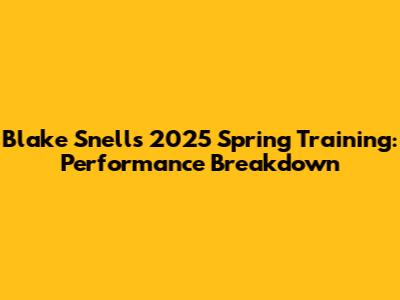 Blake Snell's 2025 Spring Training: Performance Breakdown