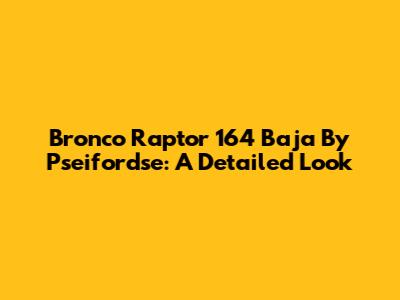 Bronco Raptor 164 Baja By Pseifordse: A Detailed Look