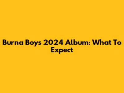 Burna Boy's 2024 Album: What To Expect