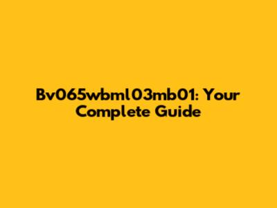 Bv065wbml03mb01: Your Complete Guide