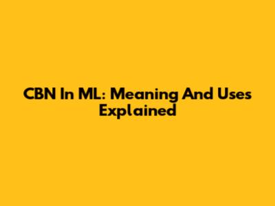 CBN In ML: Meaning And Uses Explained