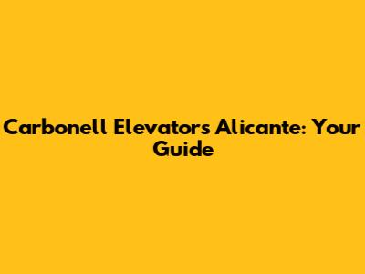 Carbonell Elevators Alicante: Your Guide