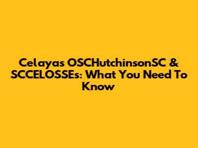 Celaya's OSCHutchinsonSC & SCCELOSSE's: What You Need To Know