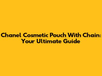 Chanel Cosmetic Pouch With Chain: Your Ultimate Guide