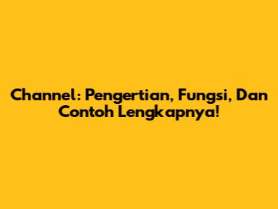 Channel: Pengertian, Fungsi, Dan Contoh Lengkapnya!