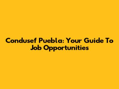 Condusef Puebla: Your Guide To Job Opportunities