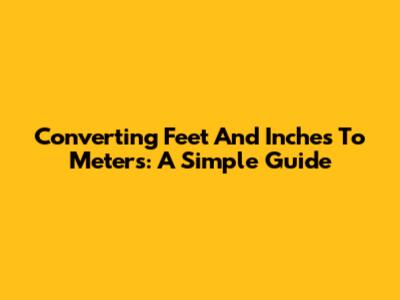 Converting Feet And Inches To Meters: A Simple Guide