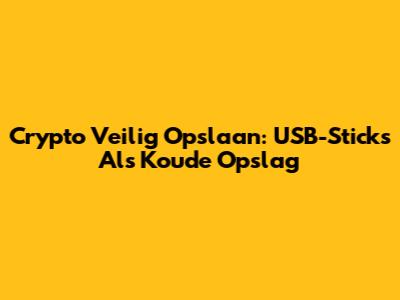 Crypto Veilig Opslaan: USB-Sticks Als Koude Opslag