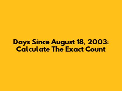 Days Since August 18, 2003: Calculate The Exact Count