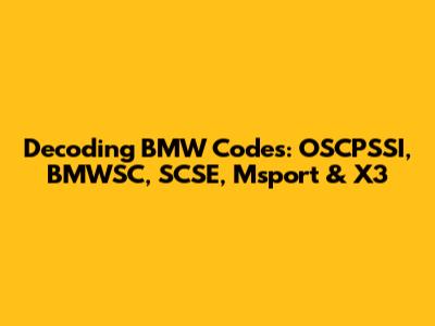 Decoding BMW Codes: OSCPSSI, BMWSC, SCSE, Msport & X3