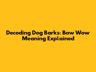 Decoding Dog Barks: Bow Wow Meaning Explained