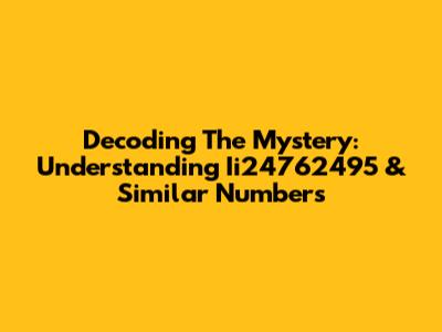 Decoding The Mystery: Understanding Ii24762495 & Similar Numbers