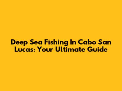 Deep Sea Fishing In Cabo San Lucas: Your Ultimate Guide