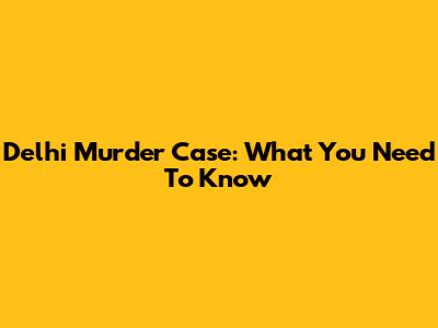 Delhi Murder Case: What You Need To Know