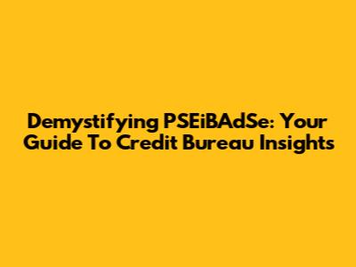 Demystifying PSEiBAdSe: Your Guide To Credit Bureau Insights