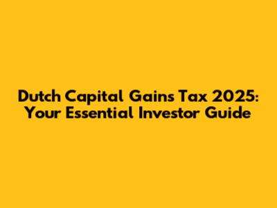 Dutch Capital Gains Tax 2025: Your Essential Investor Guide