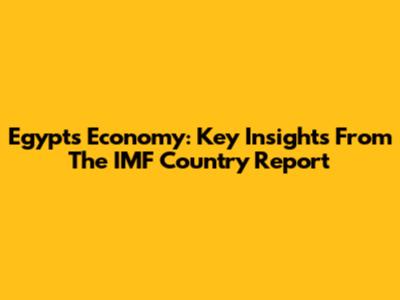 Egypt's Economy: Key Insights From The IMF Country Report