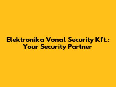 Elektronika Vonal Security Kft.: Your Security Partner