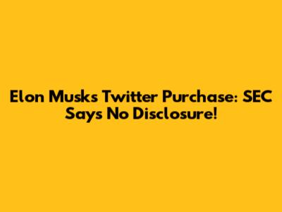 Elon Musk's Twitter Purchase: SEC Says No Disclosure!