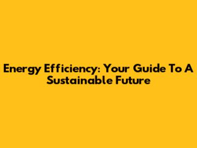 Energy Efficiency: Your Guide To A Sustainable Future