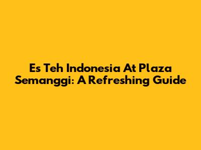 Es Teh Indonesia At Plaza Semanggi: A Refreshing Guide