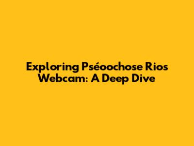 Exploring Pséoochose Rios Webcam: A Deep Dive