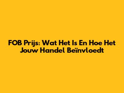FOB Prijs: Wat Het Is En Hoe Het Jouw Handel Beïnvloedt