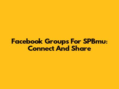 Facebook Groups For SPBmu: Connect And Share