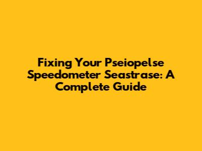 Fixing Your Pseiopelse Speedometer Seastrase: A Complete Guide