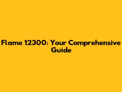 Flame 12300: Your Comprehensive Guide