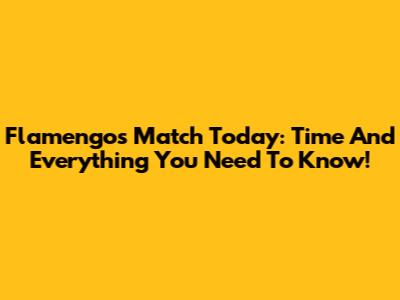 Flamengo's Match Today: Time And Everything You Need To Know!