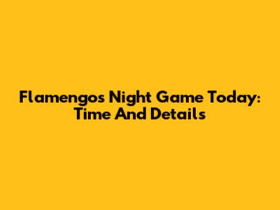 Flamengo's Night Game Today: Time And Details