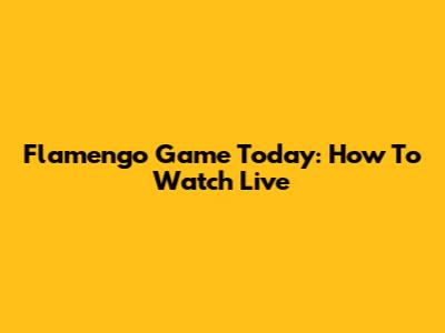 Flamengo Game Today: How To Watch Live