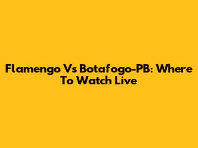 Flamengo Vs Botafogo-PB: Where To Watch Live