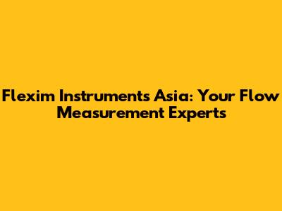 Flexim Instruments Asia: Your Flow Measurement Experts