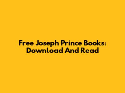 Free Joseph Prince Books: Download And Read