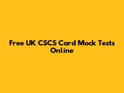 Free UK CSCS Card Mock Tests Online