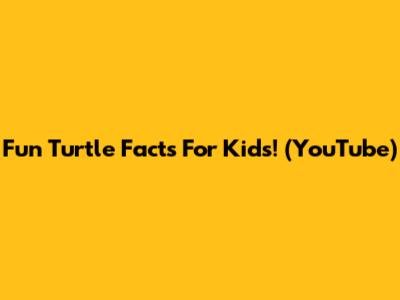 Fun Turtle Facts For Kids! (YouTube)