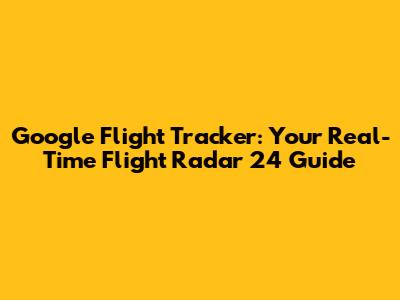 Google Flight Tracker: Your Real-Time Flight Radar 24 Guide